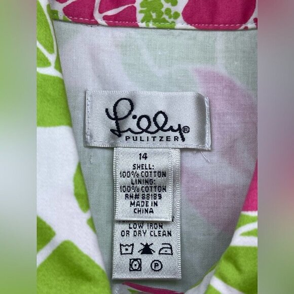 Lilly Pulitzer Green Pink Lily Frog Floral dopamine dressing rockabilly Dress 14 - Picture 12 of 16